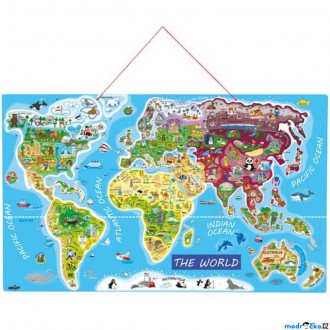 JIŽ SE NEPRODÁVÁ - Puzzle magnetické - Mapa světa Orbis pictus, 91 dílků (Woody)