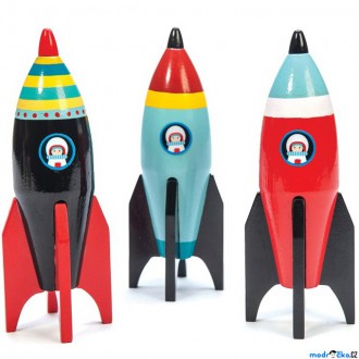 Dřevěné hračky - Raketa - Dřevěná barevná, 1ks (Le Toy Van)
