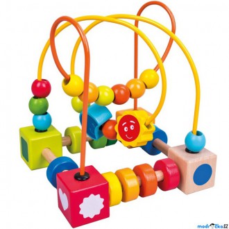 Dřevěné hračky - Motorický labyrint drátěný - Barevný s korálky (Mertens)