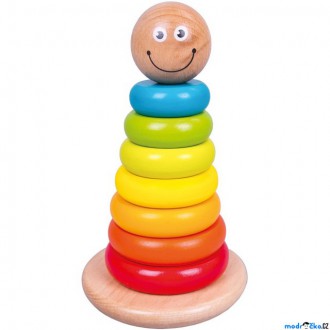 Dřevěné hračky - Skládačka s kroužky - Pyramida s hlavičkou (Mertens)