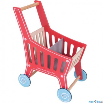 Dřevěné hračky - Prodejna - Nákupní vozík, Dřevěný Supermarket (Bigjigs)