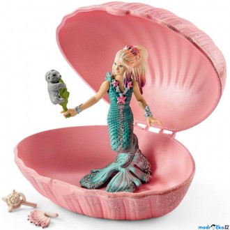 Ostatní hračky - Schleich - Bayala, Mořská panna s malým tuleněm v mušli