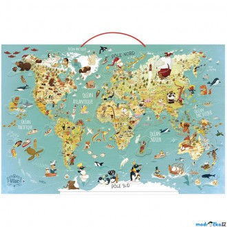JIŽ SE NEPRODÁVÁ - Puzzle magnetické - Nástěnná mapa světa, 78 dílků (Vilac)