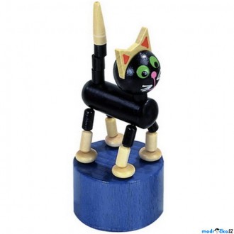 Dřevěné hračky - Mačkací figurka - Kočka černá (Detoa)