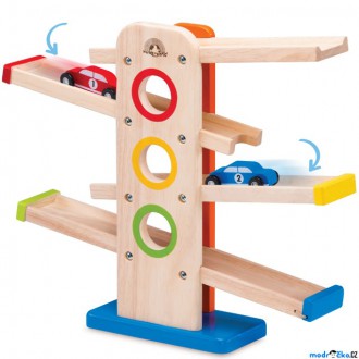 Dřevěné hračky - Tobogán - Dřevěný s autíčky (Wonderwold)