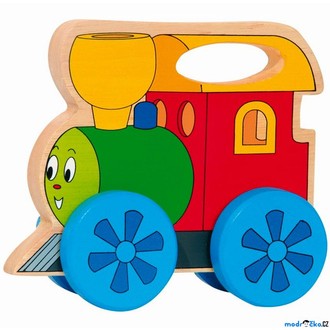 Dřevěné hračky - Vlak - Mašinka s držadlem (Woody)