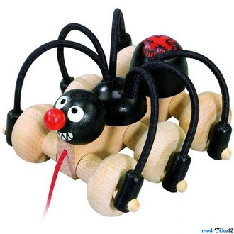 Dřevěné hračky - Tahací hračka - Černý pavouk (Detoa)