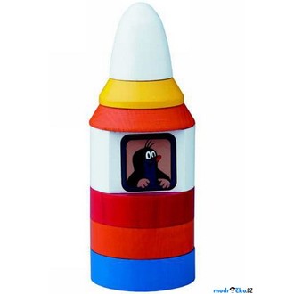 Dřevěné hračky - Skládačka s kroužky - Krtek v raketě (Detoa)