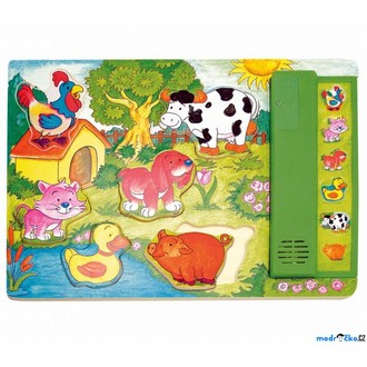 Puzzle a hlavolamy - Puzzle muzikální - Zvířata na zahradě, zelené, 6ks (Woody)