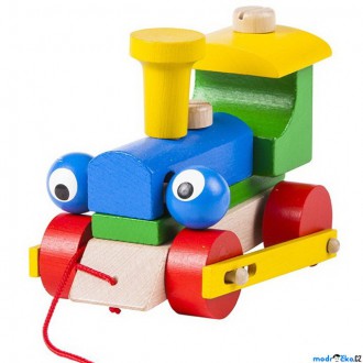 Dřevěné hračky - Vlak skládací - Mrkací mašinka (Detoa)