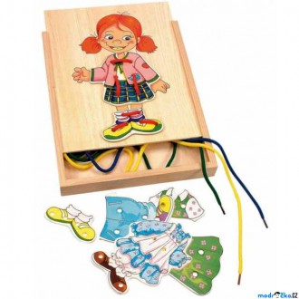 Dřevěné hračky - Šití - Oblékání holčička (Woody)
