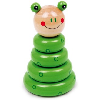 Dřevěné hračky - Skládačka s kroužky - Žabka menší (Legler)