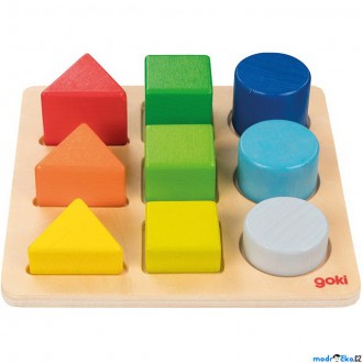 Dřevěné hračky - Vkládačka - Třídíme tvary a barvy na desce (Goki)
