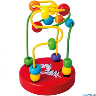 Dřevěné hračky - Motorický labyrint drátěný malý - Červený se zebrou (Bino)