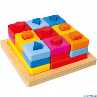 Dřevěné hračky - Vkládačka - Vkládací tvary na desce barevné (Mertens)
