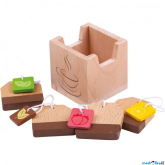 Dřevěné hračky - Kuchyň - Čajové sáčky dřevěné, 4ks (Bigjigs)