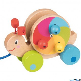 Dřevěné hračky - Tahací hračka - Šnek duhový (Goki)