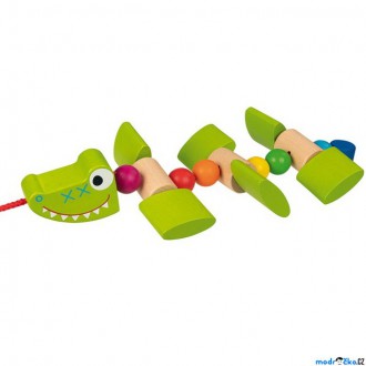 Dřevěné hračky - Tahací hračka - Krokodýl usměvavý (Goki)