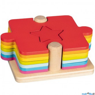 Dřevěné hračky - Vkládačka - 2v1 puzzle a přiřazovací hra (Goki)