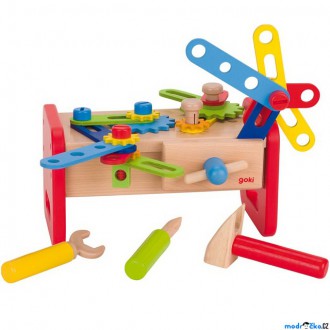 Dřevěné hračky - Malý kutil - Stolek s nářadím, 36 dílků (Goki)