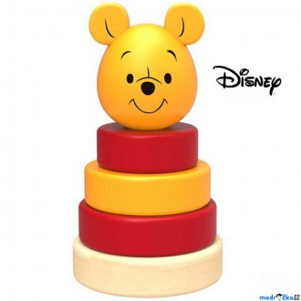 Dřevěné hračky - Skládačka s kroužky - Dřevěná pyramida Medvídek Pú (Disney Derrson)