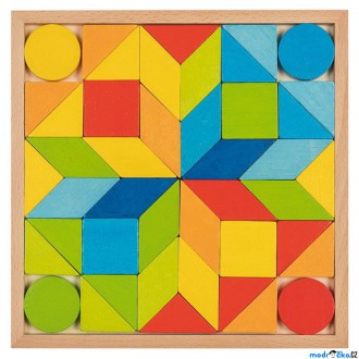 Stavebnice - Mozaika - Dřevěné tvary na desce, 44 dílků (Goki)