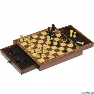 Dřevěné hračky - Šachy - Dřevěné 26x26 cm, Magnetické se zásuvkami (Goki)