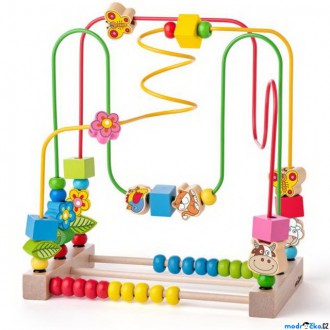 Dřevěné hračky - Motorický labyrint drátěný - S počítadlem a zvířátky (Woody)