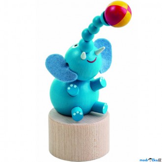 Dřevěné hračky - Mačkací figurka - Slon s míčem (Detoa)