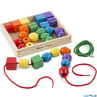 Dřevěné hračky - Navlékací perle - Maxikorále dřevěné, 30ks (M&D)