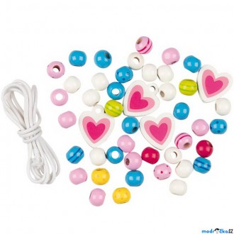 Dřevěné hračky - Navlékací perle - Dřevěné korálky Susibelle, 46ks (Goki)