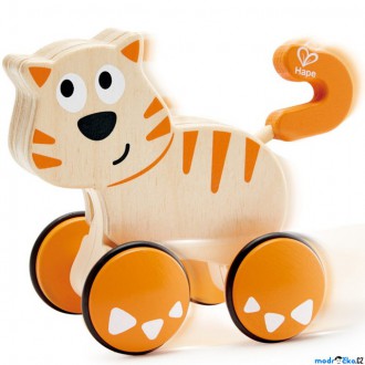 Dřevěné hračky - Zvířátko na kolečkách - Kočka Dante, zatlač a jeď (Hape)