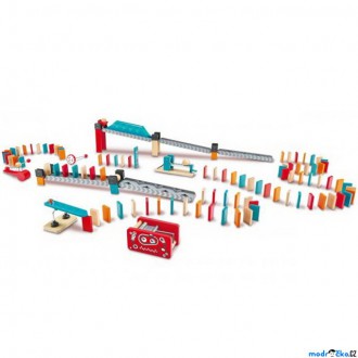 Dřevěné hračky - Dominová dráha - Továrna robotů, 122 dílků (Hape)