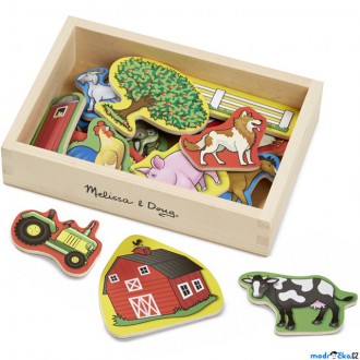 Dřevěné hračky - Magnetky - Farma dřevěné, 20ks (M&D)