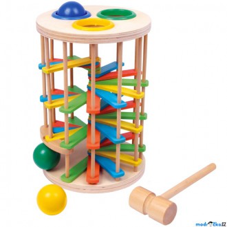 Dřevěné hračky - Tobogán - Zatloukačka věž s kuličkami velká (Small foot)