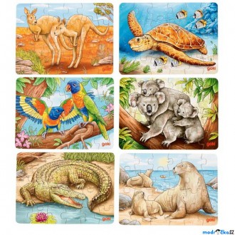 Puzzle a hlavolamy - Puzzle dřevěné - Mini, Australská zvířátka, 24 dílků, 1ks (Goki)
