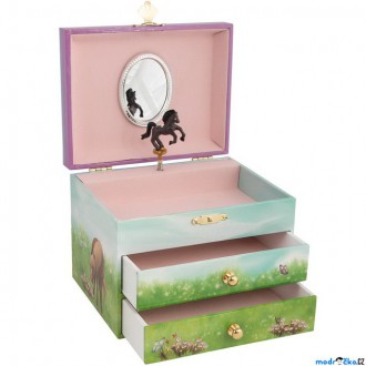 Ostatní hračky - Šperkovnice - Hrací skříňka, Koník s dívenkou (Goki)