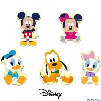 Puzzle a hlavolamy - Puzzle pro nejmenší - Mickey a přátelé dřevěné, 16ks (Disney Derrson)