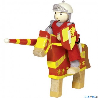 Dřevěné hračky - Postavička dřevěná - Rytíř červený na koni (Goki)