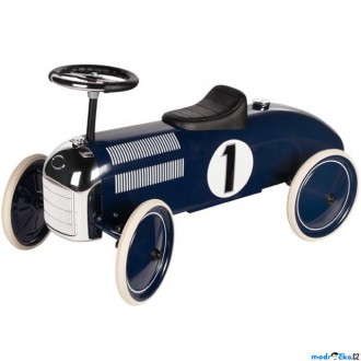 Dřevěné hračky - Odrážedlo kovové - Historické auto, modré tmavě (Goki)