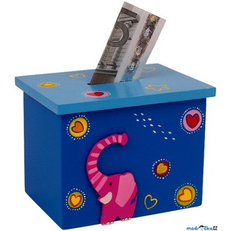 JIŽ SE NEPRODÁVÁ - Pokladnička - Box modrý se slonem (Legler)