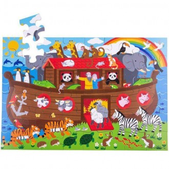 Puzzle a hlavolamy - Puzzle dřevěné - Podlahové, Noemova archa, 48ks (Bigjigs)