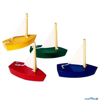 Dřevěné hračky - Loďka dřevěná - Mini plachetnice, 4ks (Goki)