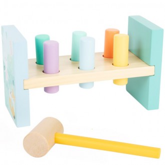 Dřevěné hračky - Zatloukačka - Dřevěná v pastelových barvách (Small foot)