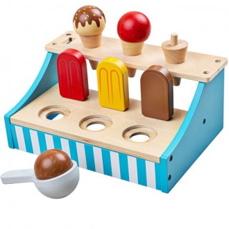 Dřevěné hračky - Prodejna - Stojánek se zmrzlinou dřevěný (Bigjigs)