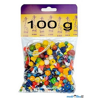 Dřevěné hračky - Navlékací perle - Mix perlí barevný 100g (Detoa)