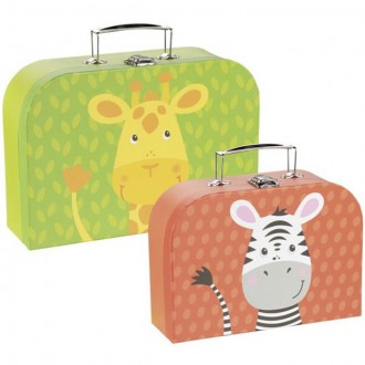 Ostatní hračky - Kufřík dětský - Set 2 kufříků, Žirafa a zebra (Goki)