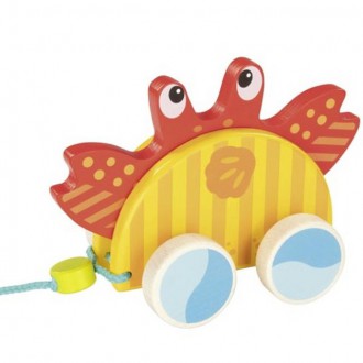 Dřevěné hračky - Tahací hračka - Krab mořský dřevěný (Goki)