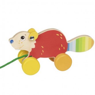 Dřevěné hračky - Tahací hračka - Bobr menší dřevěný (Goki)