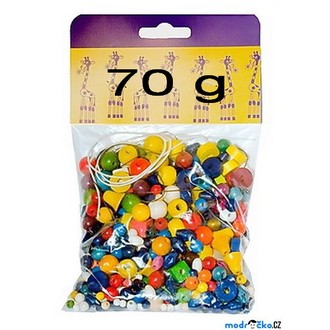 Dřevěné hračky - Navlékací perle - Mix perlí barevný 70g (Detoa)